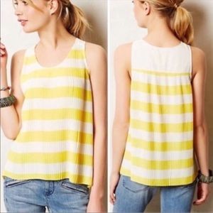 Anthro. Maeve Yellow Pleated Top Size Small